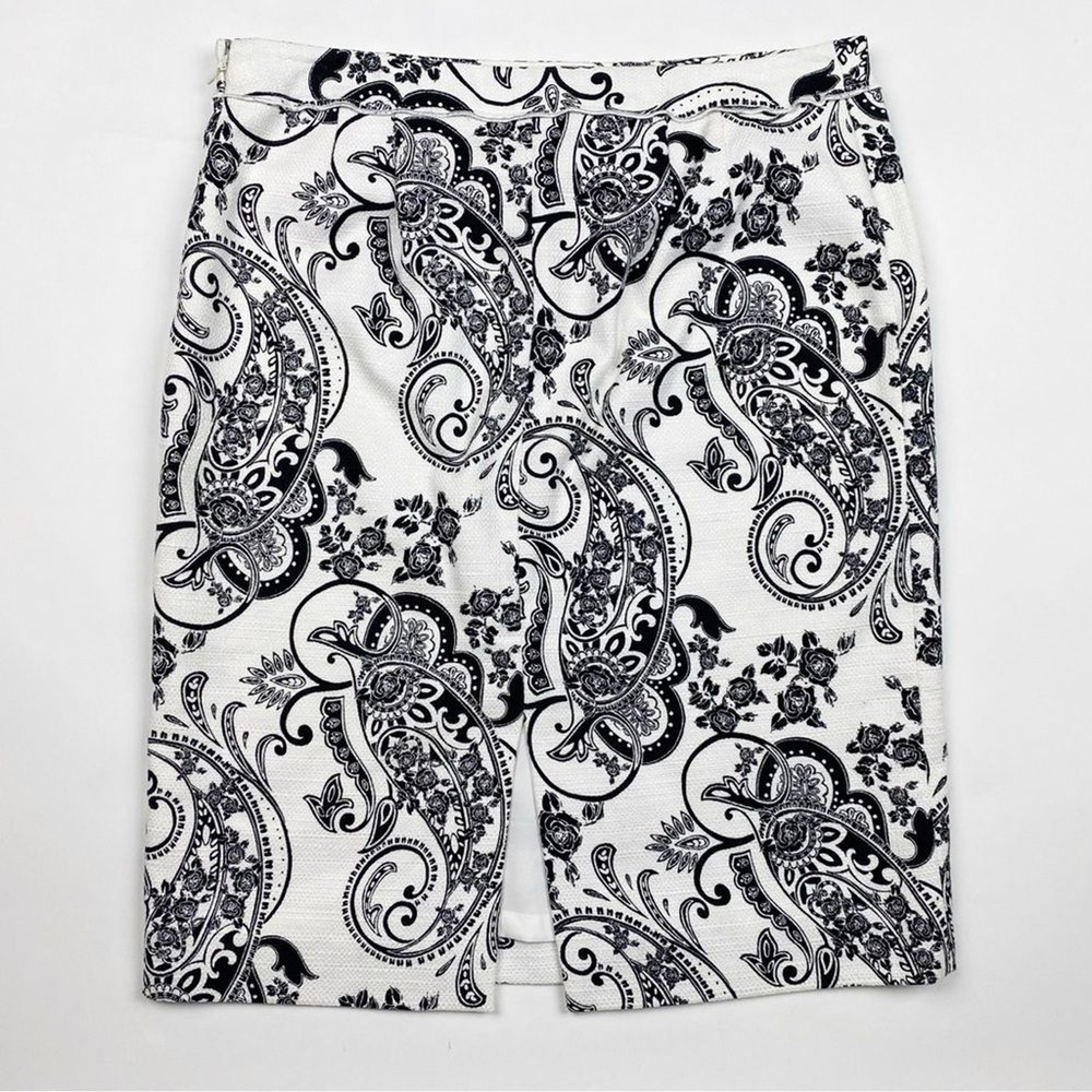 White House Black Market Paisley Floral Textured Pencil Skirt Womens 10 - Picture 2 of 4